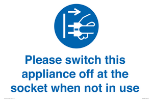 Please switch this appliance off at the socket when not in use